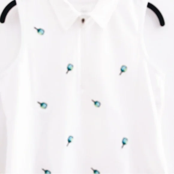 💚T by Talbots White Sleeveless Polo with Embroidery - Picture 2 of 9